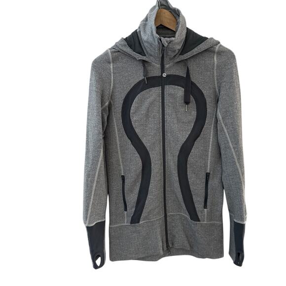 Lululemon Brushed Stride Jacket Ghost Heathered Coal Herringbone / Coal Size 6 - Picture 4 of 11